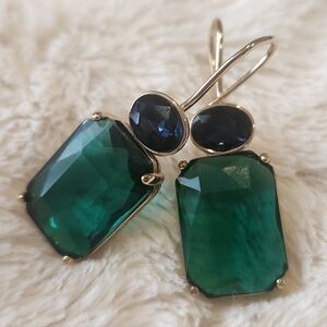 Elegant Green and Blue Gemstone Earrings
